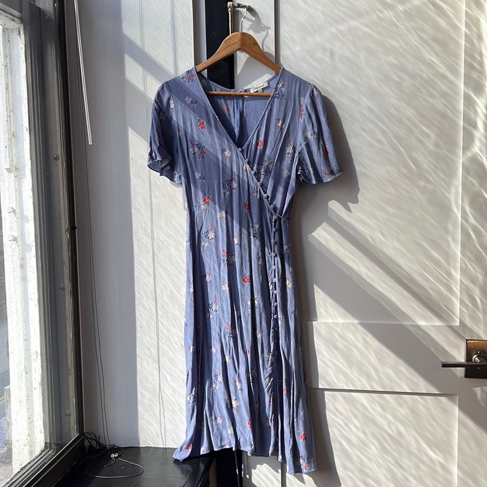 Wrap-style Madewell Midi Dress with Flutter Sleeves